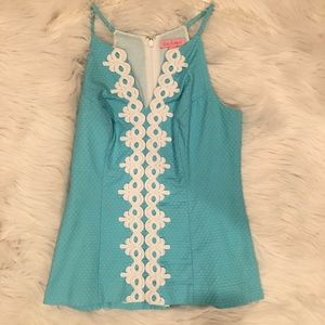 Lily Pulitzer blue & white slim fit tank top